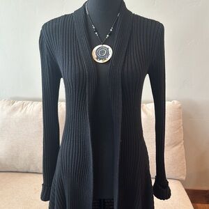 CAbi Open Front Ribbed Waterfall Cardigan Sweater